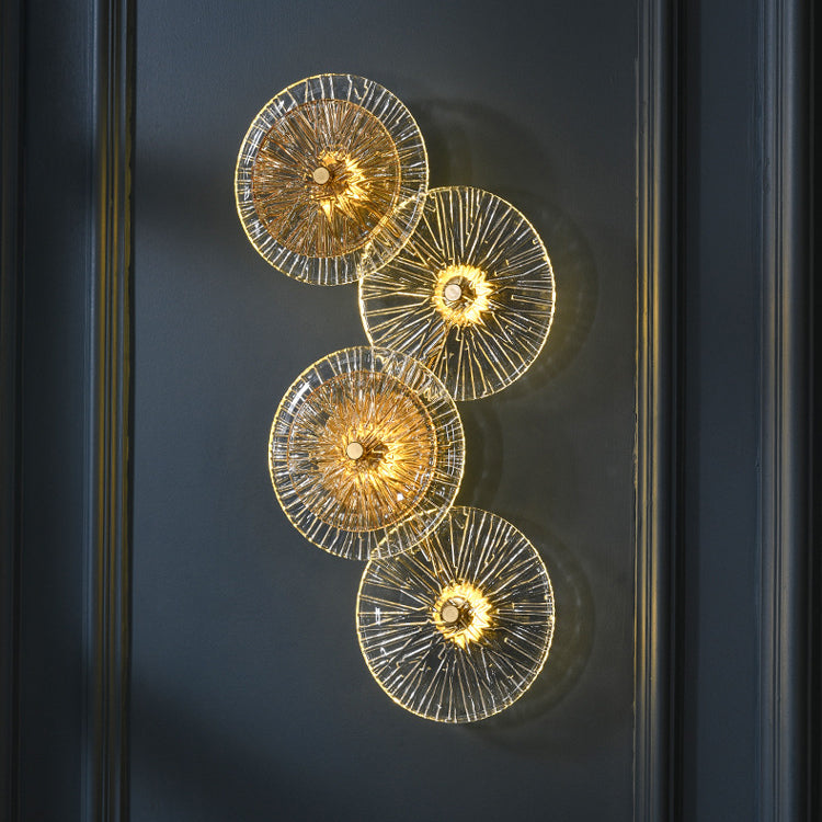 Iron Glass Round Streak Wall Lamp