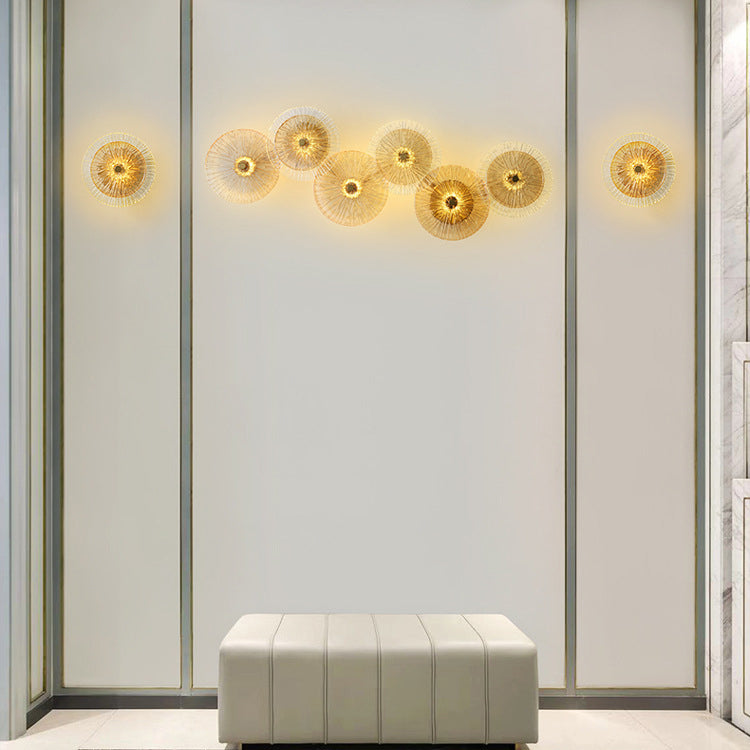 Iron Glass Round Streak Wall Lamp