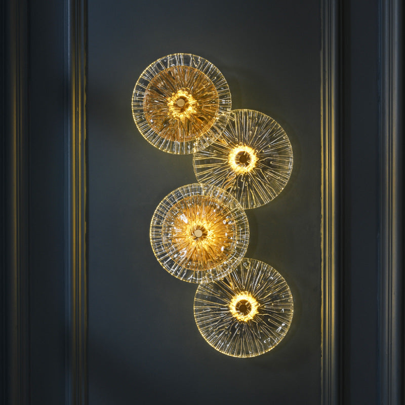 Iron Glass Round Streak Wall Lamp