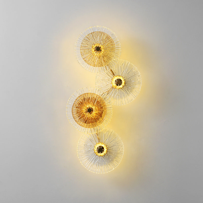 Iron Glass Round Streak Wall Lamp