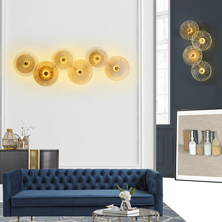 Iron Glass Round Streak Wall Lamp