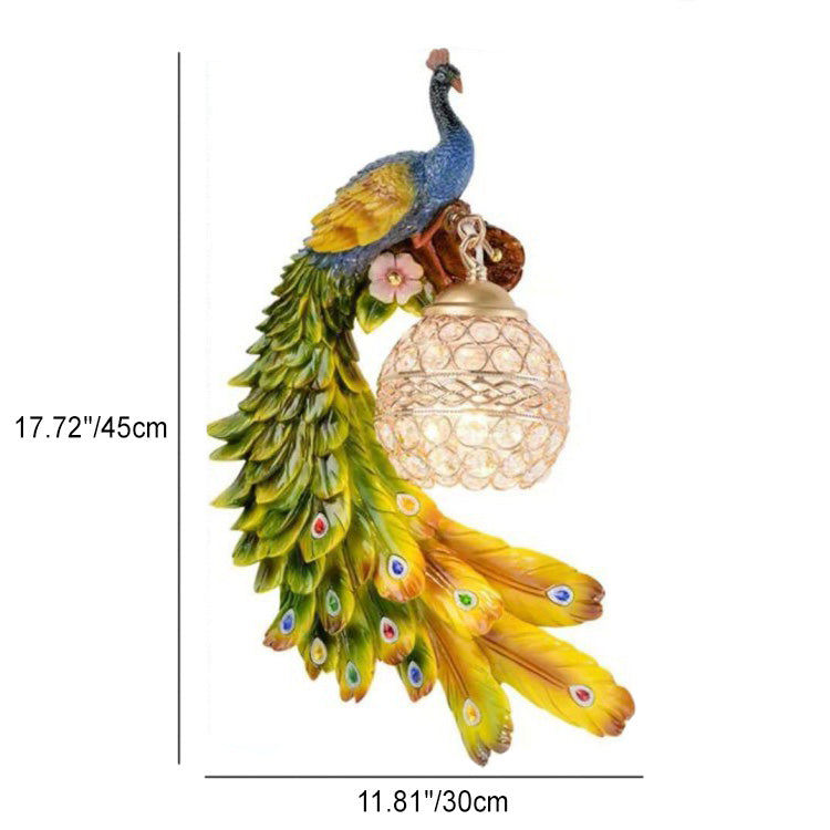 Resin Crystal Peacock Ball Wall Lamp