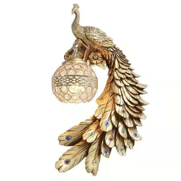 Resin Crystal Peacock Ball Wall Lamp