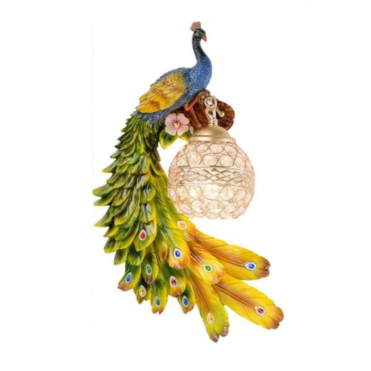 Resin Crystal Peacock Ball Wall Lamp
