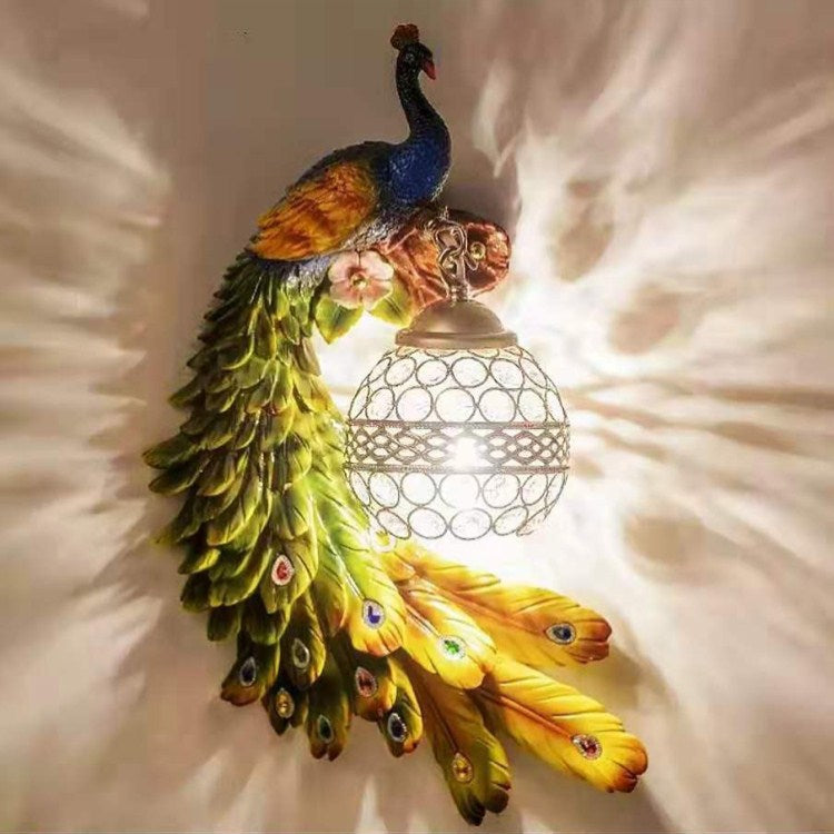 Resin Crystal Peacock Ball Wall Lamp