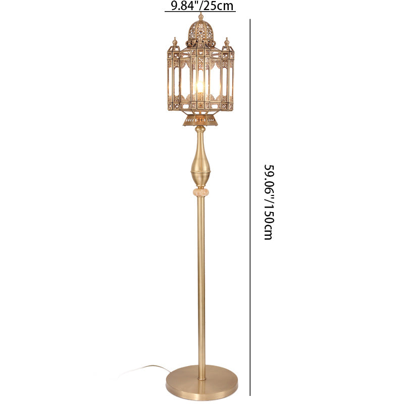 Brass Glass Dome Cylinder Floor Lamp