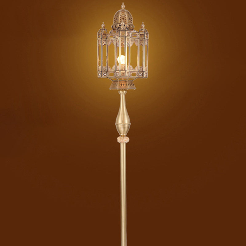 Brass Glass Dome Cylinder Floor Lamp