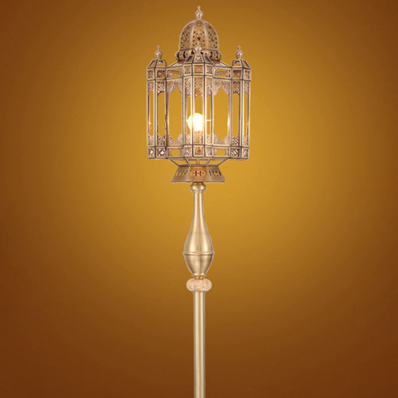 Brass Glass Dome Cylinder Floor Lamp