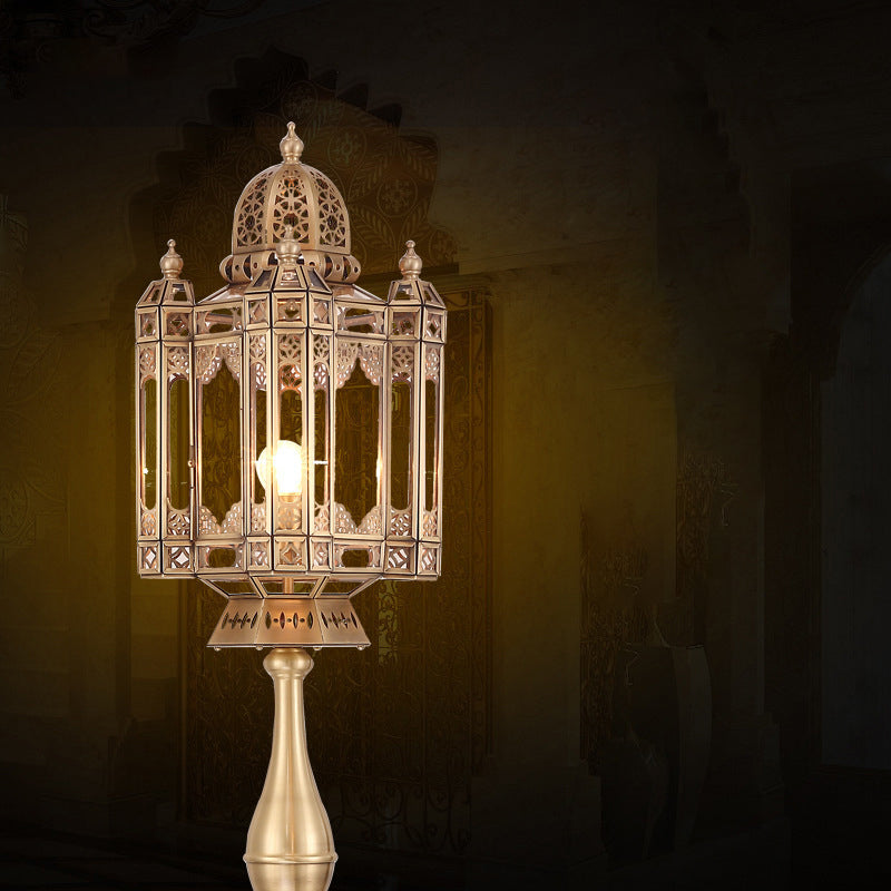 Brass Glass Dome Cylinder Floor Lamp
