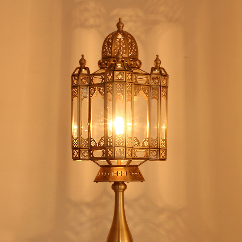 Brass Glass Dome Cylinder Floor Lamp