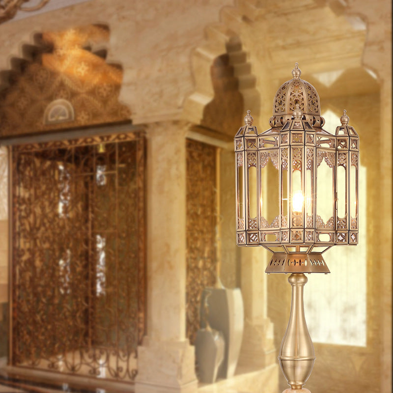 Brass Glass Dome Cylinder Floor Lamp