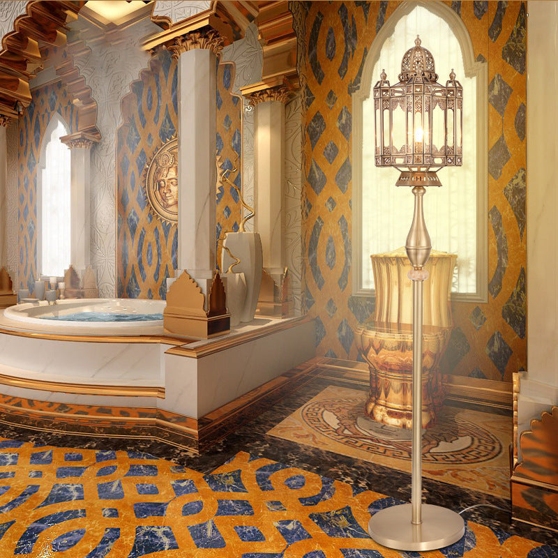 Brass Glass Dome Cylinder Floor Lamp