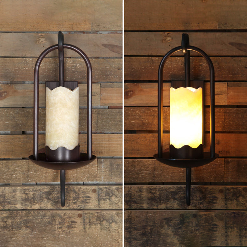 Iron Marble Cylinder Petal Wall Lamp