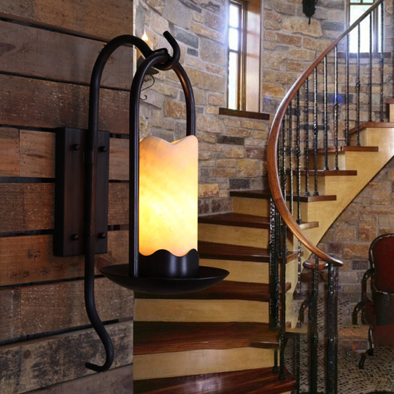 Iron Marble Cylinder Petal Wall Lamp