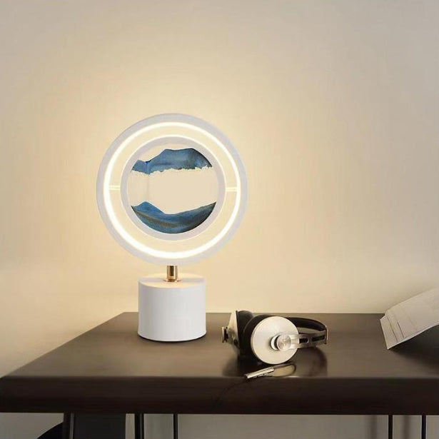 Metal Acrylic Silica Round Table Lamp