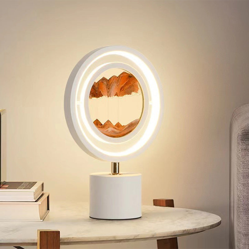 Metal Acrylic Silica Round Table Lamp
