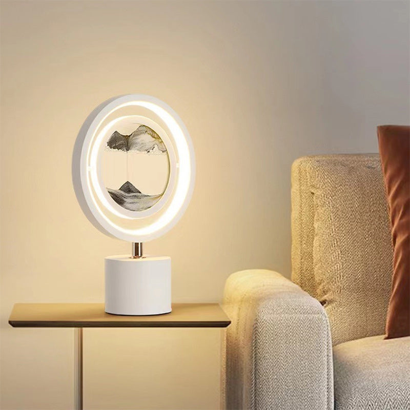 Metal Acrylic Silica Round Table Lamp