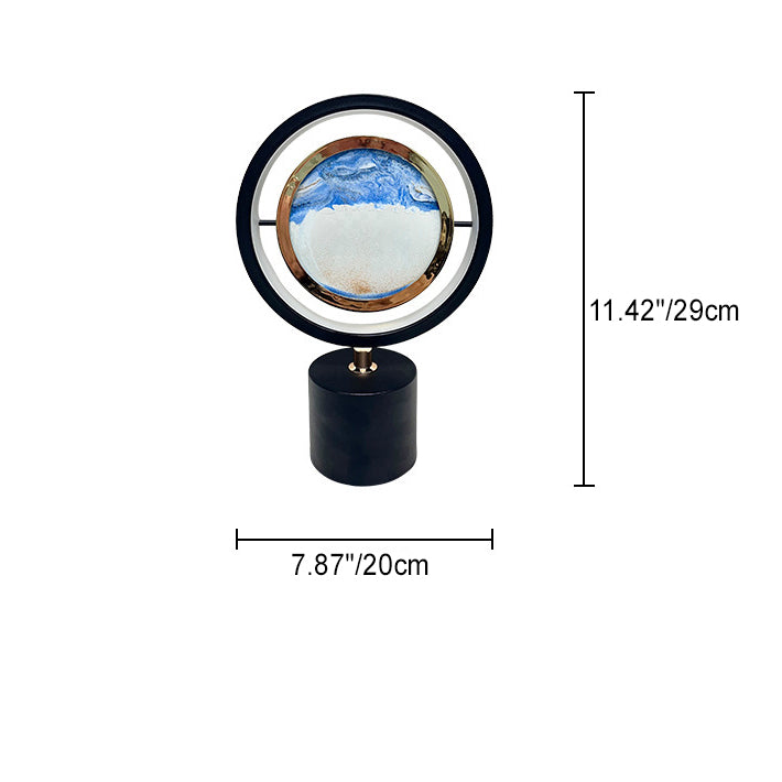 Iron Glass Silica Round Table Lamp