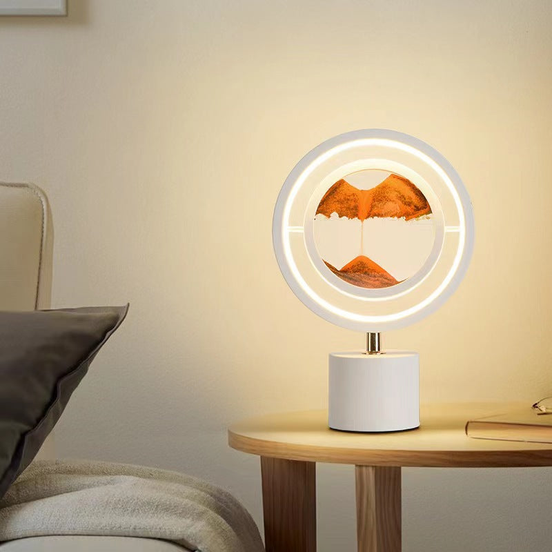 Iron Glass Silica Round Table Lamp