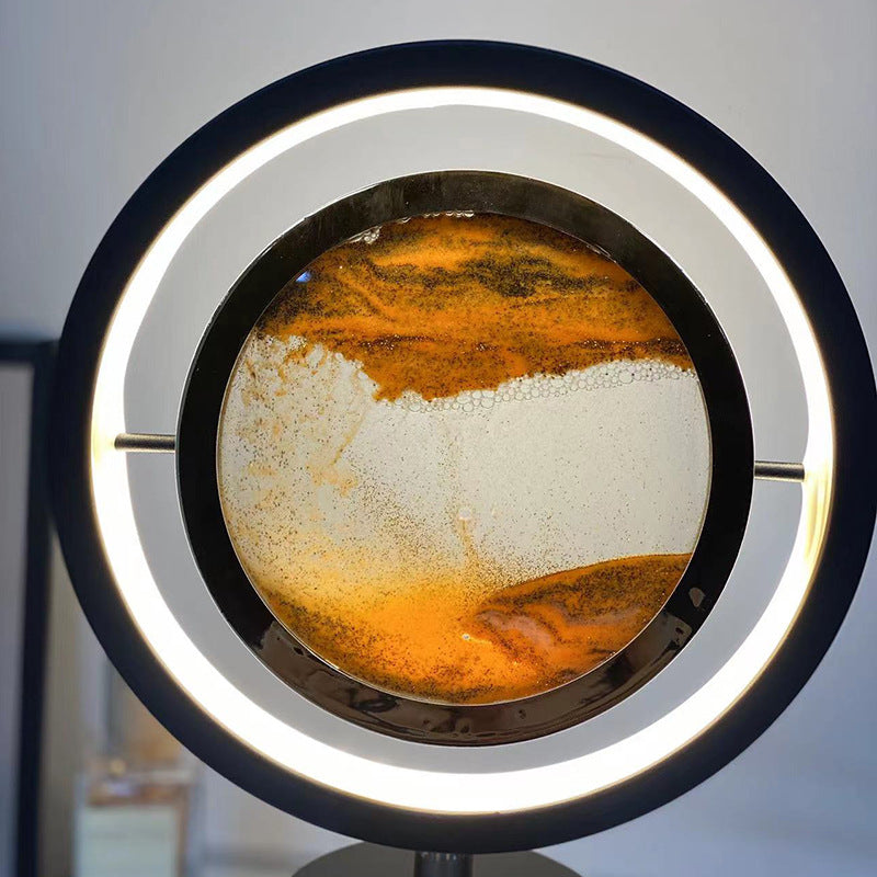 Iron Glass Silica Round Table Lamp