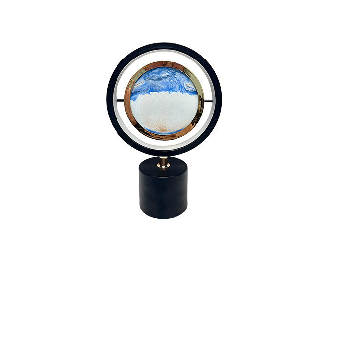 Iron Glass Silica Round Table Lamp