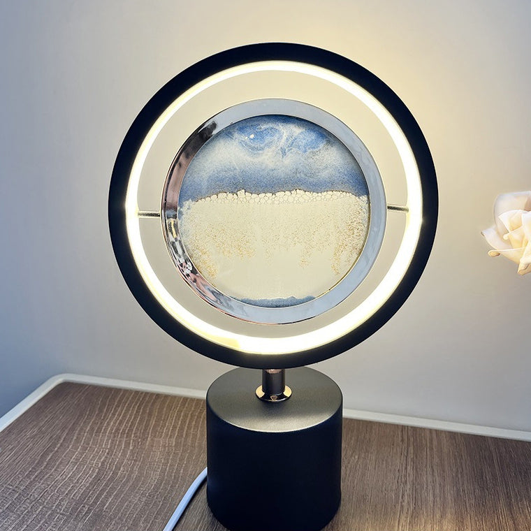 Iron Glass Silica Round Table Lamp