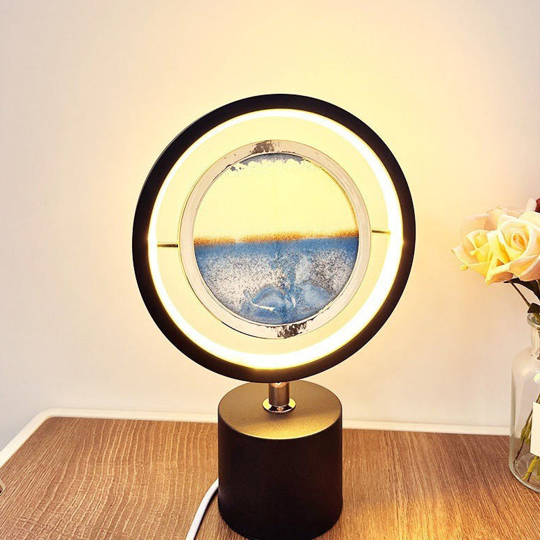 Iron Glass Silica Round Table Lamp