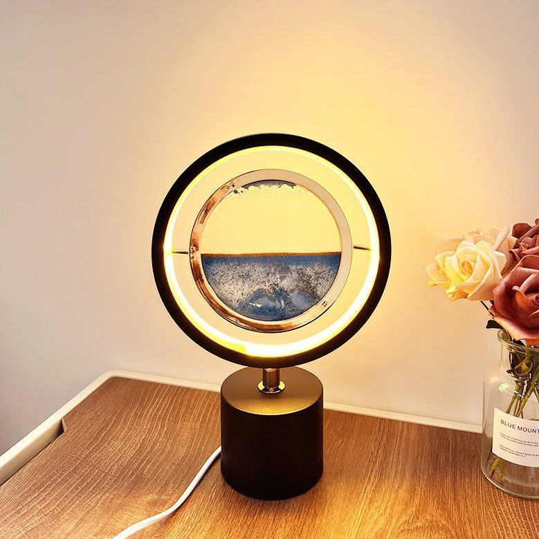 Iron Glass Silica Round Table Lamp