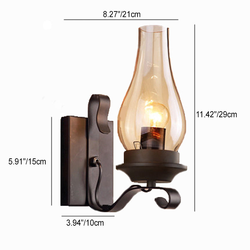 Iron Kerosene Vase Hallway Wall Lamp
