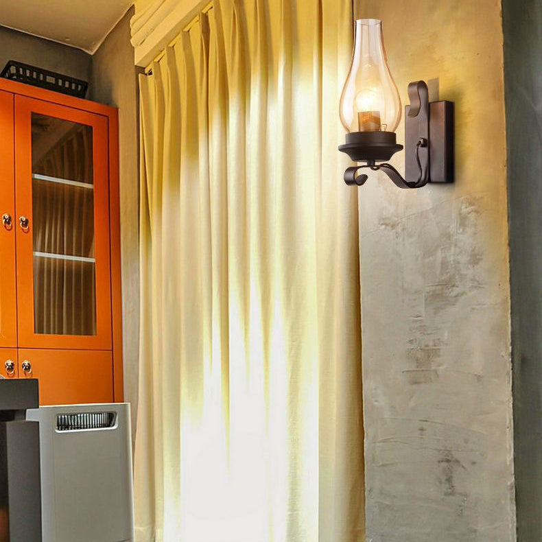 Iron Kerosene Vase Hallway Wall Lamp