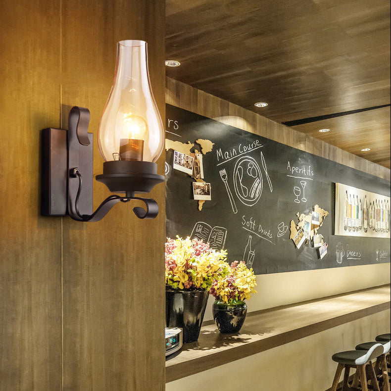 Iron Kerosene Vase Hallway Wall Lamp