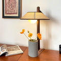 Ash Wood Fabric Cement Table Lamp