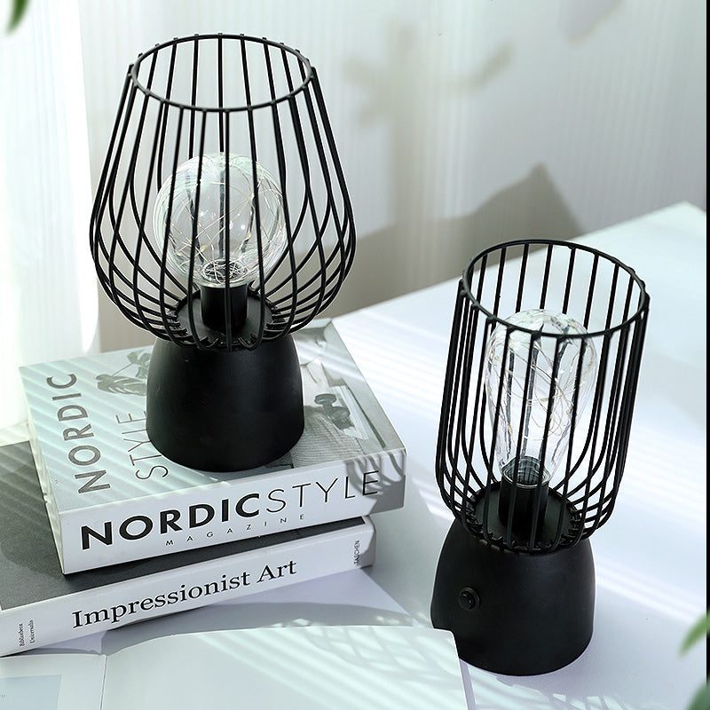 Iron Copper Wire Cylinder Table Lamp