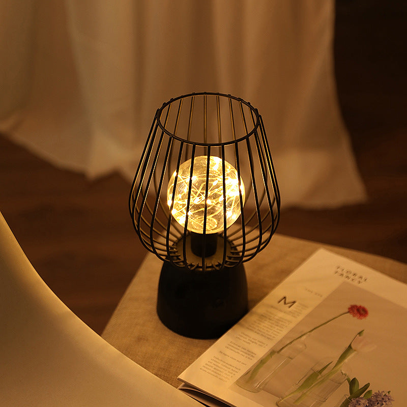 Iron Copper Wire Cylinder Table Lamp