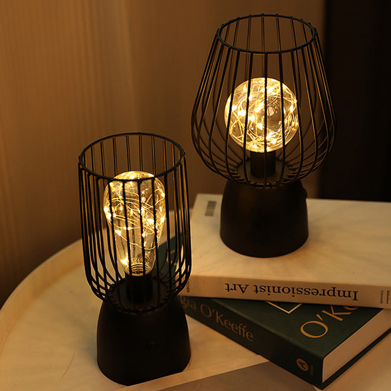 Iron Copper Wire Cylinder Table Lamp