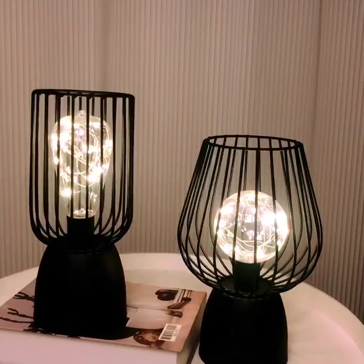 Iron Copper Wire Cylinder Table Lamp