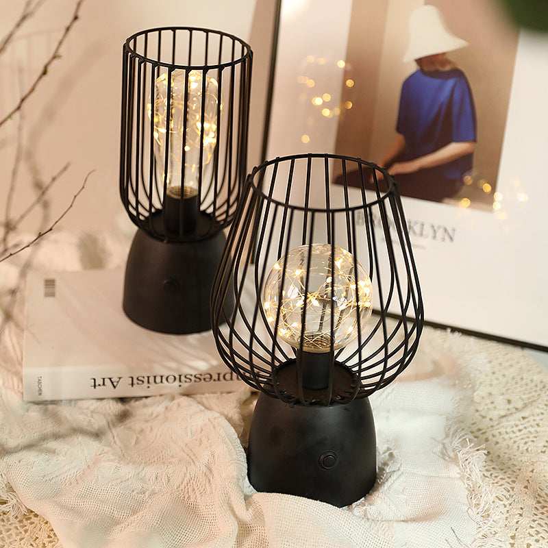 Iron Copper Wire Cylinder Table Lamp