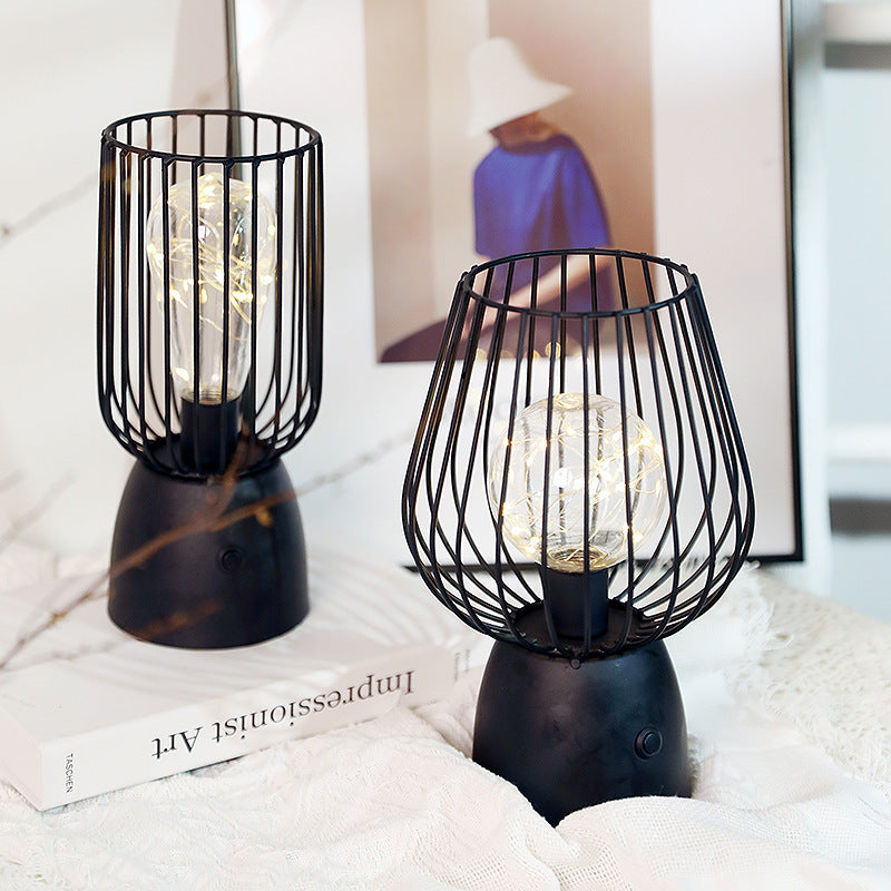 Iron Copper Wire Cylinder Table Lamp