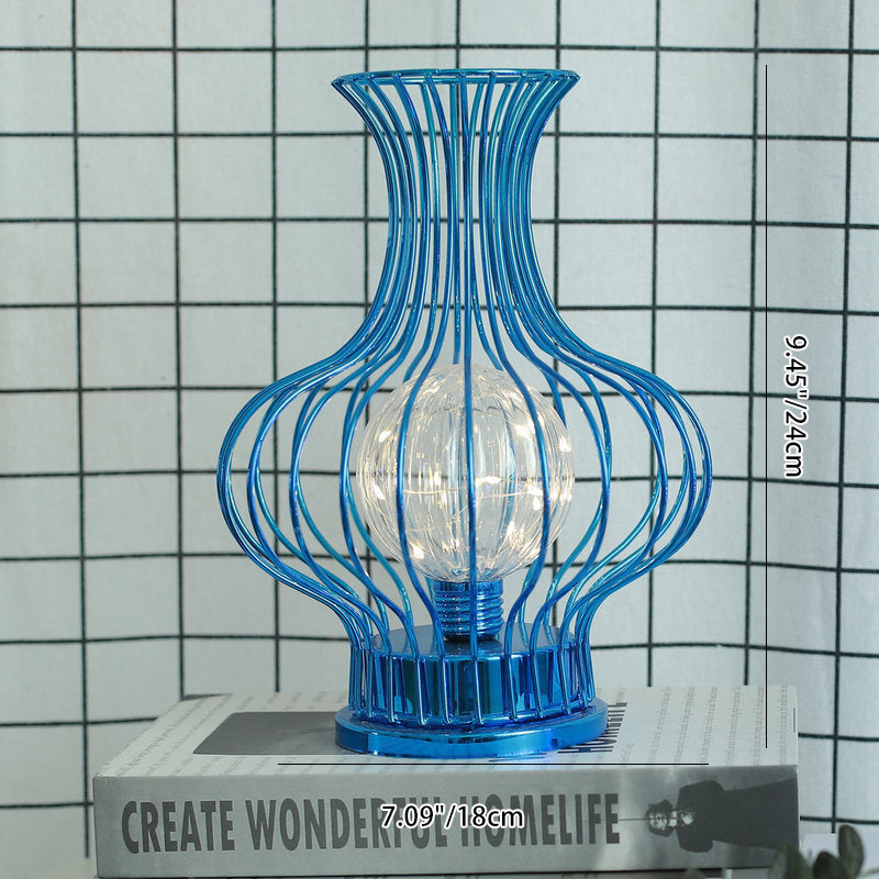 Iron Battery Hollowed Vase Table Lamp