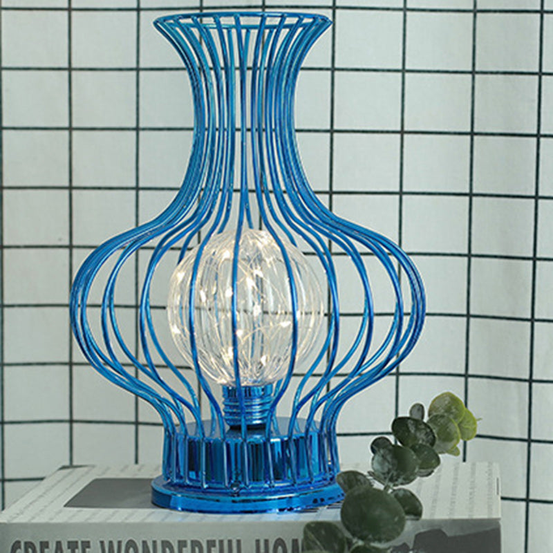 Iron Battery Hollowed Vase Table Lamp