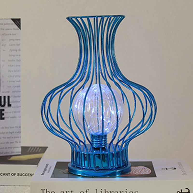 Iron Battery Hollowed Vase Table Lamp