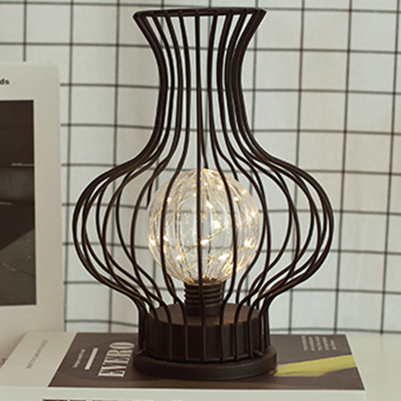 Iron Battery Hollowed Vase Table Lamp