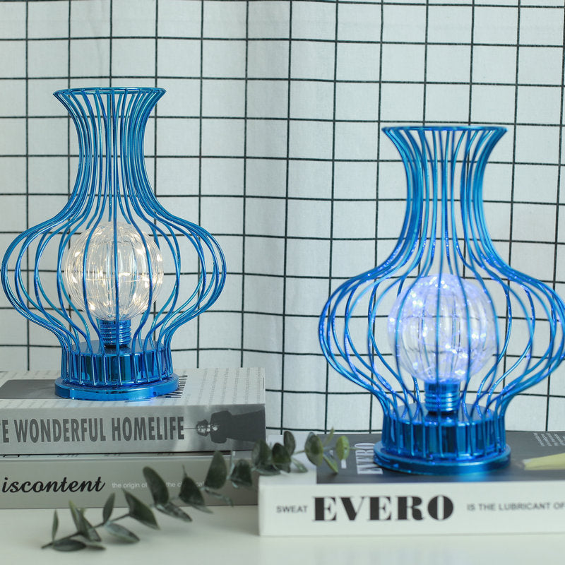 Iron Battery Hollowed Vase Table Lamp