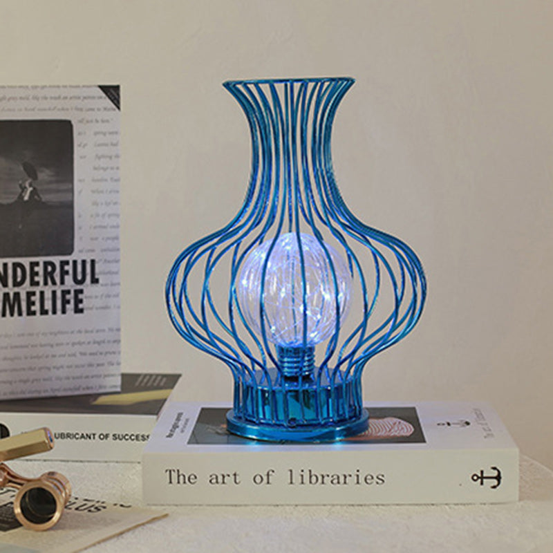 Iron Battery Hollowed Vase Table Lamp