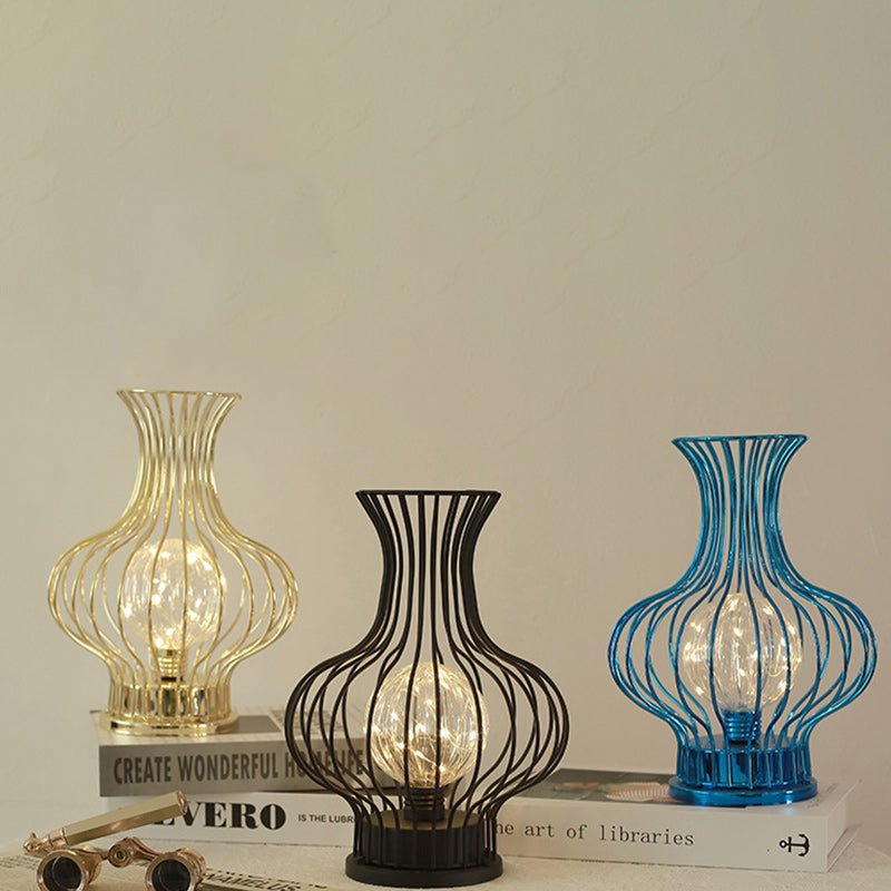 Iron Battery Hollowed Vase Table Lamp