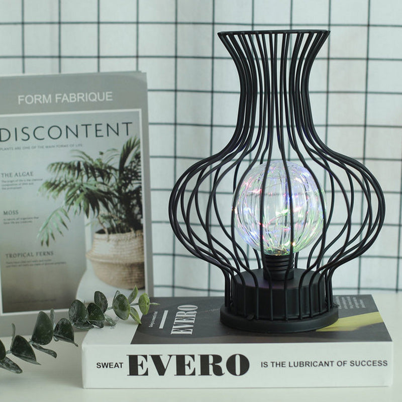 Iron Battery Hollowed Vase Table Lamp