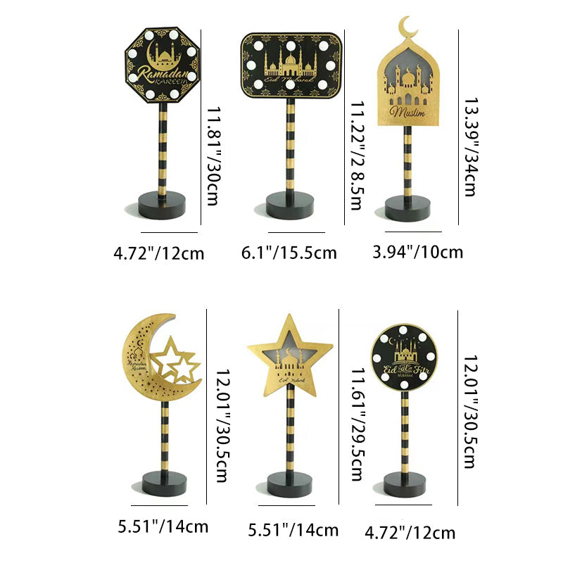 Road Sign Moon Star Round Table Lamp