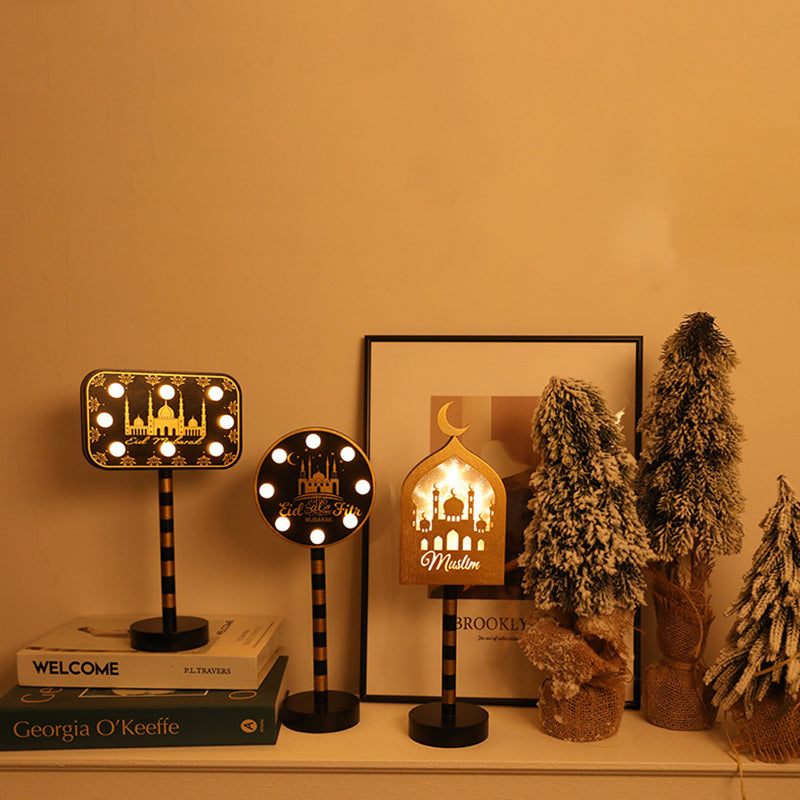 Road Sign Moon Star Round Table Lamp
