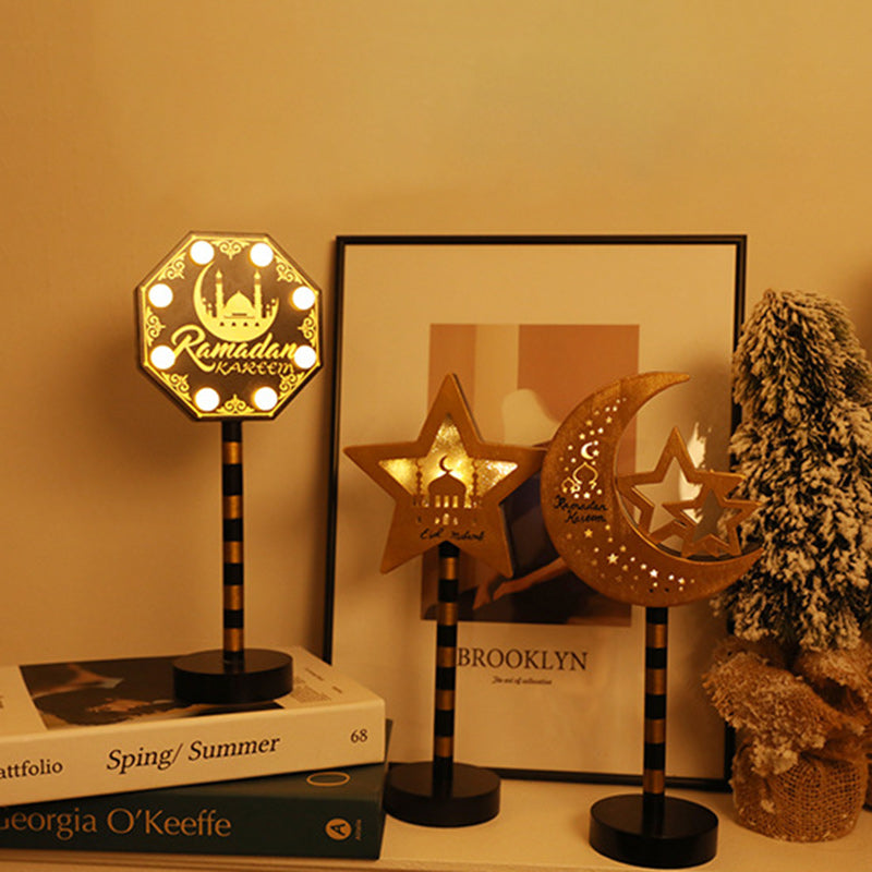Road Sign Moon Star Round Table Lamp