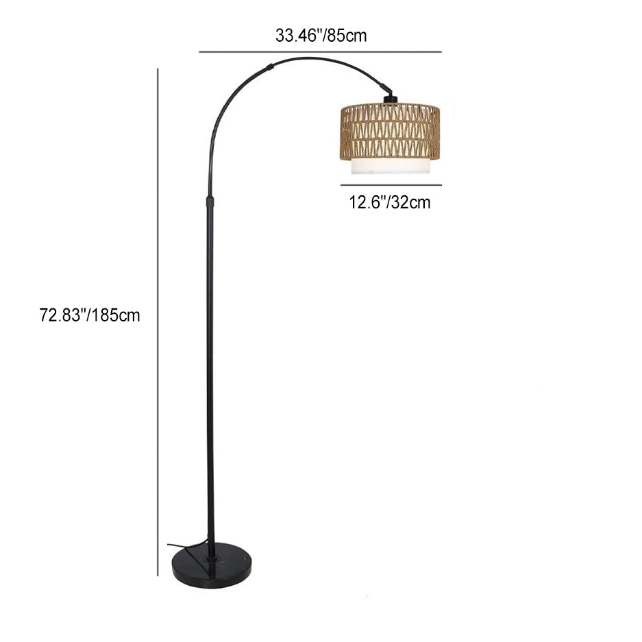 Traditional Rustic Weaving Rattan Floor Lamp